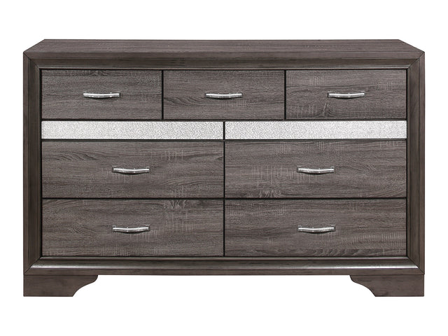 Luster Gray Dresser w/ 9 Drawers - Ornate Home