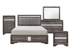 Luster Gray/Silver 5-Piece Queen Bedroom Set - Ornate Home