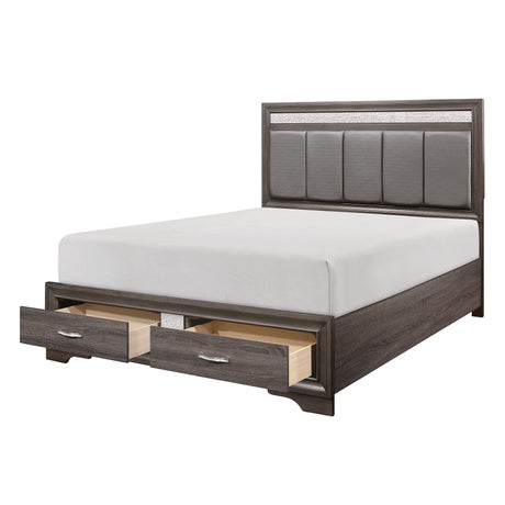 Luster Gray/Silver Eastern King Platform Bed - Ornate Home