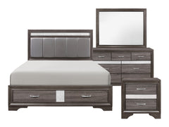Luster Gray / Silver Glitter 4-piece Queen Bedroom Set - Ornate Home