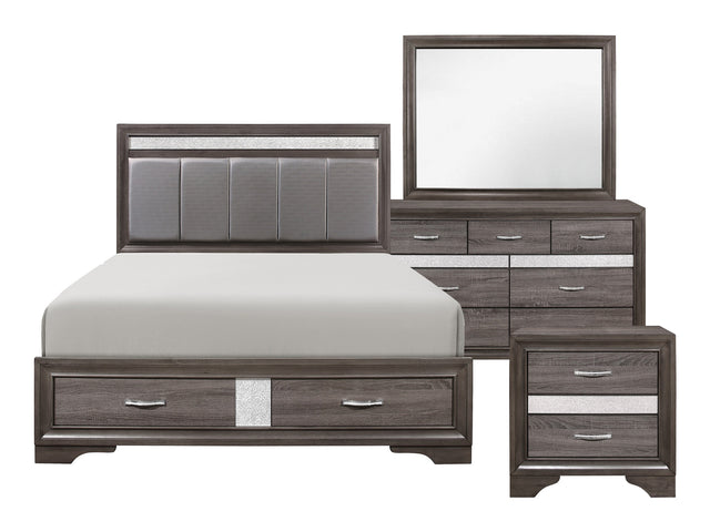 Luster Gray / Silver Glitter 4-piece Queen Bedroom Set - Ornate Home