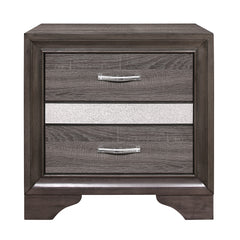 Luster Gray / Silver Glitter 4-piece Queen Bedroom Set - Ornate Home