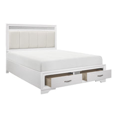 Luster White/Silver 5-Piece Queen Bedroom Set - Ornate Home