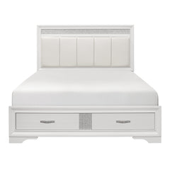 Luster White / Silver Glitter 4-piece Queen Bedroom Set - Ornate Home