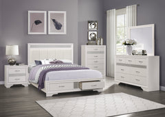 Luster White/Silver Glitter California King Platform Bed - Ornate Home