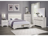 Luster White/Silver Glitter Eastern King Platform Bed - Ornate Home