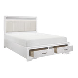 Luster White/Silver Glitter Eastern King Platform Bed - Ornate Home