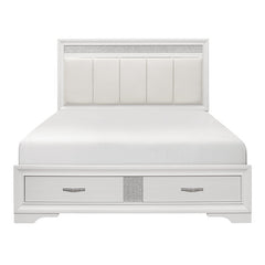 Luster White/Silver Glitter Eastern King Platform Bed - Ornate Home