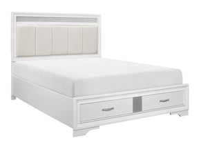 Luster White/Silver Glitter Queen Platform Bed - Ornate Home