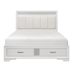 Luster White/Silver Glitter Queen Platform Bed - Ornate Home