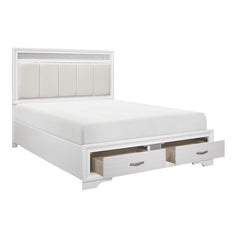 Luster White/Silver Glitter Queen Platform Bed - Ornate Home
