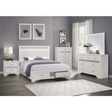 Luster White/Silver Glitter Queen Platform Bed - Ornate Home