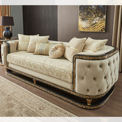 Luxe Atelier Cream 3-Pc Living Room Set / HD-9010-SET3 - Ornate Home