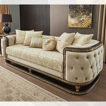Luxe Atelier Cream 3-Pc Living Room Set / HD-9010-SET3 - Ornate Home
