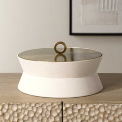 Luxe White Shagreen Round Box - Ornate Home