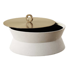 Luxe White Shagreen Round Box - Ornate Home