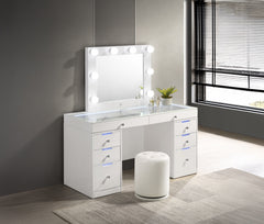 Luxo White Vanity Set w/LED Mirror - Ornate Home