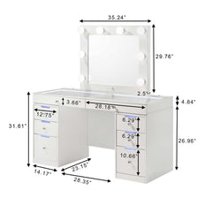 Luxo White Vanity Set w/LED Mirror - Ornate Home