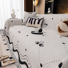 Luxurious Jacquard Couch Cover, Snag-Resistant Pet Friendly Couch Throw with Fringe - Ornate Home