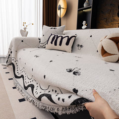 Luxurious Jacquard Couch Cover, Snag-Resistant Pet Friendly Couch Throw with Fringe - Ornate Home