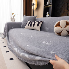 Luxurious Jacquard Couch Cover, Snag-Resistant Pet Friendly Couch Throw with Fringe - Ornate Home
