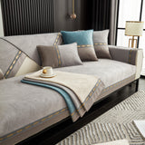 Luxury 3D Embossed Velvet Sofa Cover Anti Slip Plush Cushion Slipcover for Living Room - Ornate Home