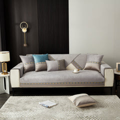 Luxury 3D Embossed Velvet Sofa Cover Anti Slip Plush Cushion Slipcover for Living Room - Ornate Home