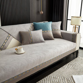 Luxury 3D Embossed Velvet Sofa Cover Anti Slip Plush Cushion Slipcover for Living Room - Ornate Home