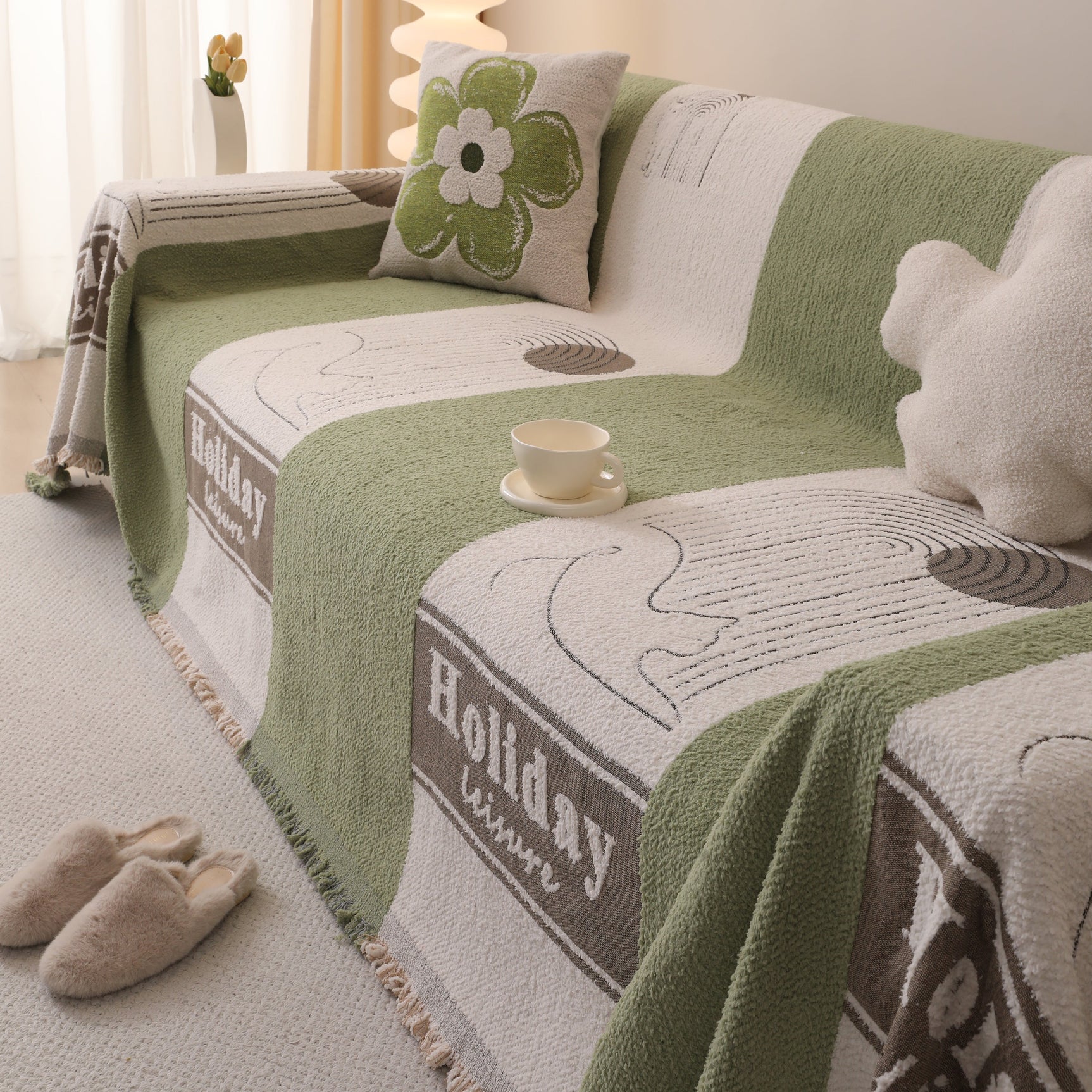 Luxury Cozy Cotton Sofa Blanket Cover Furniture Slipcovers for Most Shape Sofas - Ornate Home