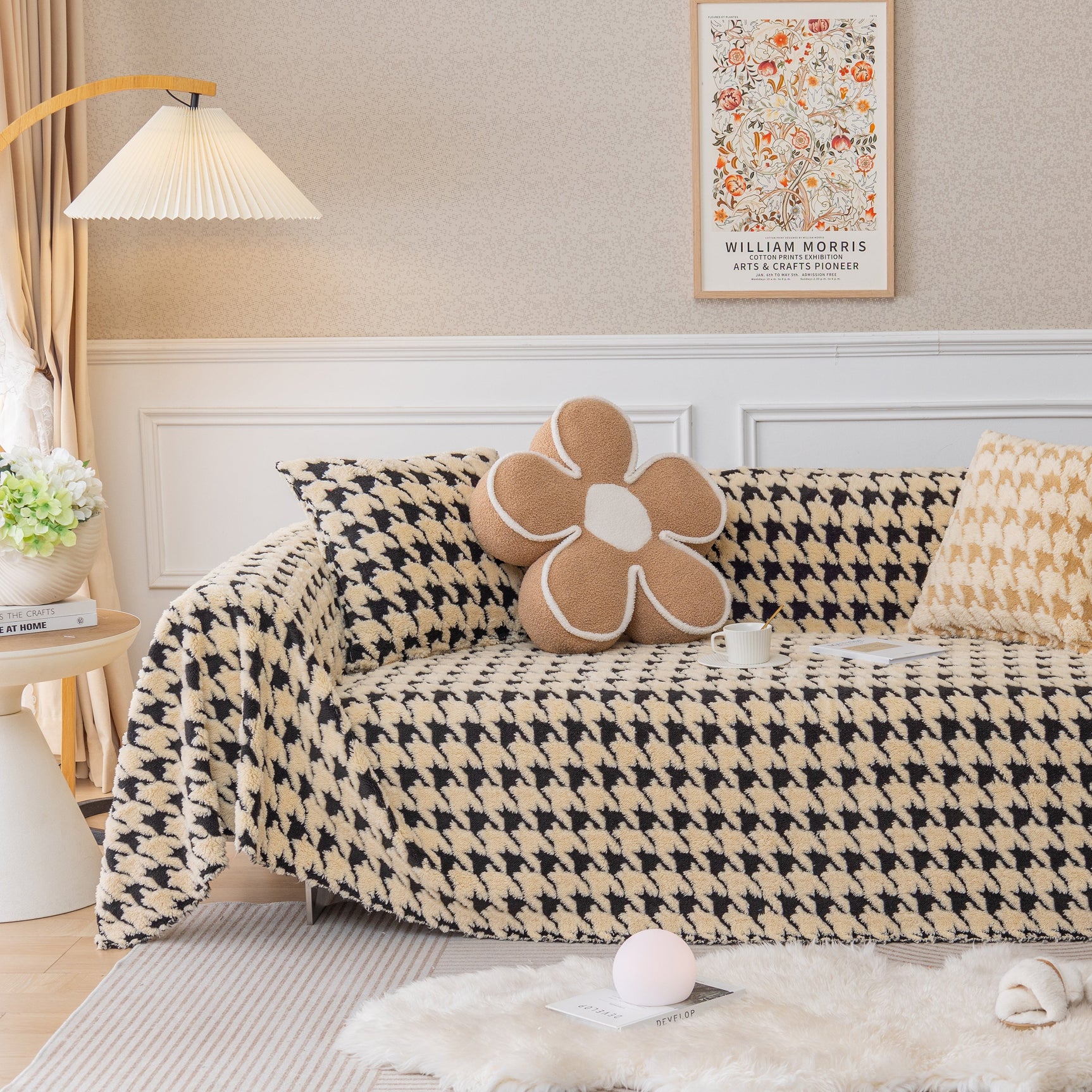 Luxury Plush Universal Couch Cover Blanket, Washable Couch Protector Houndstooth Sofa Covers - Ornate Home