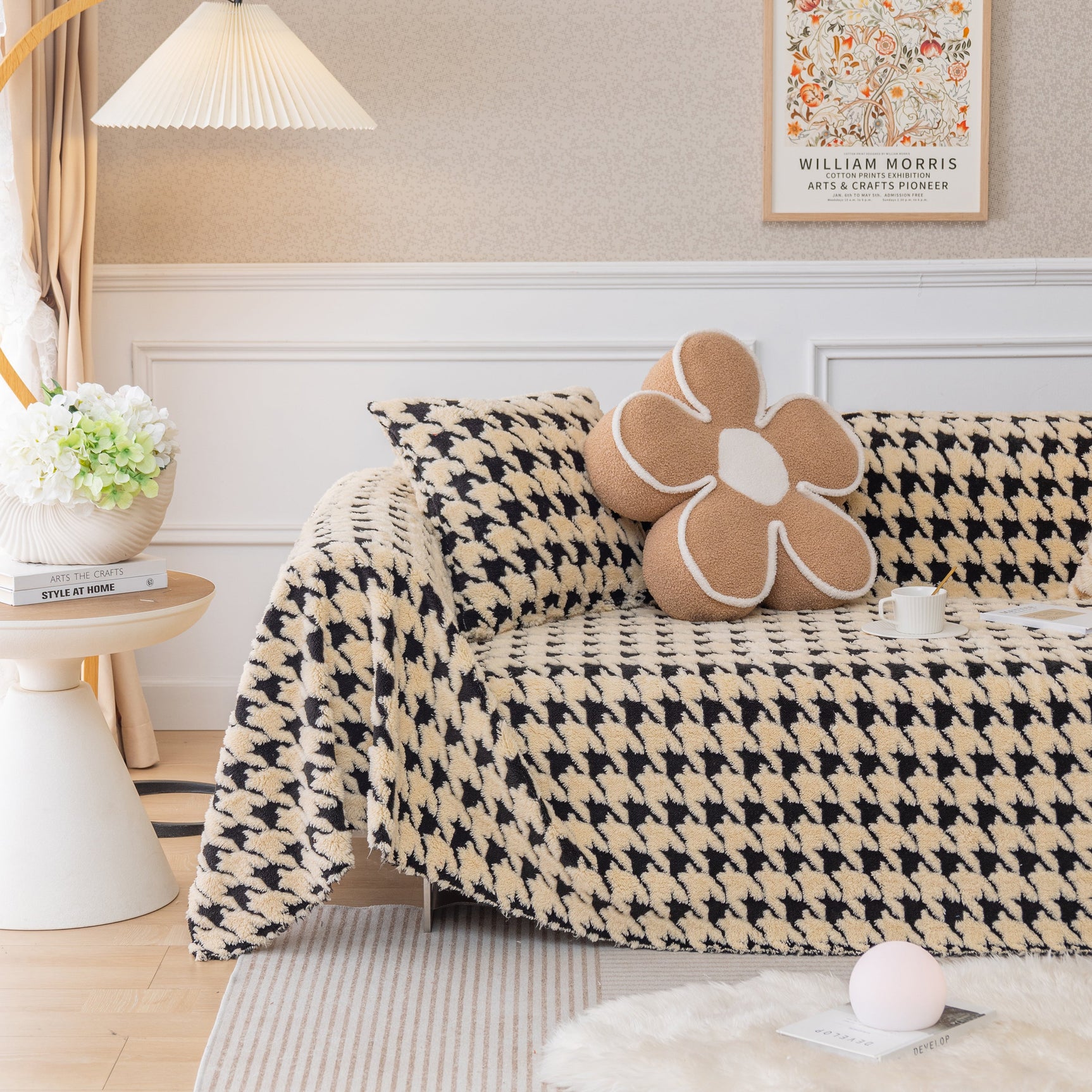 Luxury Plush Universal Couch Cover Blanket, Washable Couch Protector Houndstooth Sofa Covers - Ornate Home
