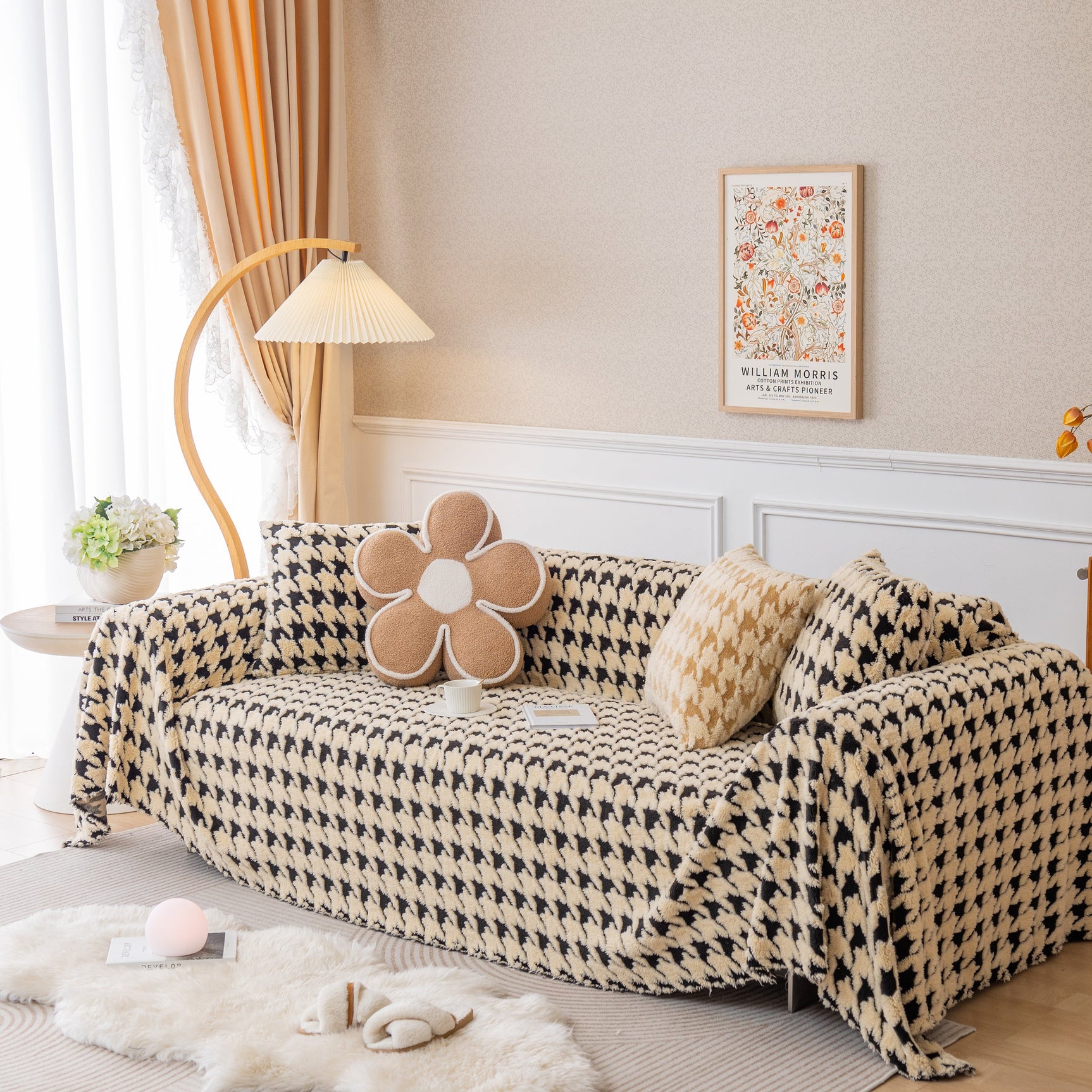 Luxury Plush Universal Couch Cover Blanket, Washable Couch Protector Houndstooth Sofa Covers - Ornate Home