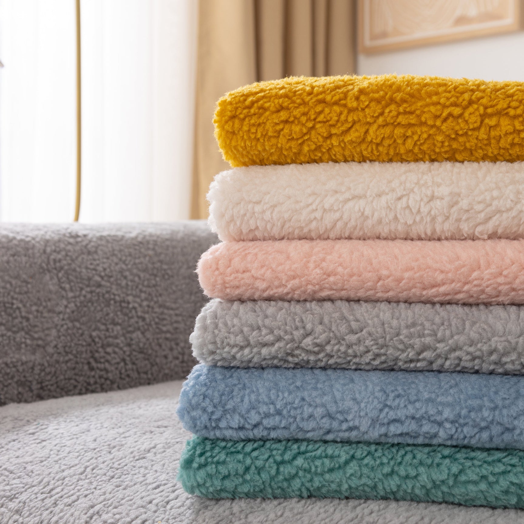 Luxury Sherpa Fleece Solid Sofa Towels Thickened Plush Non Slip Sofa Cushion Covers - Ornate Home