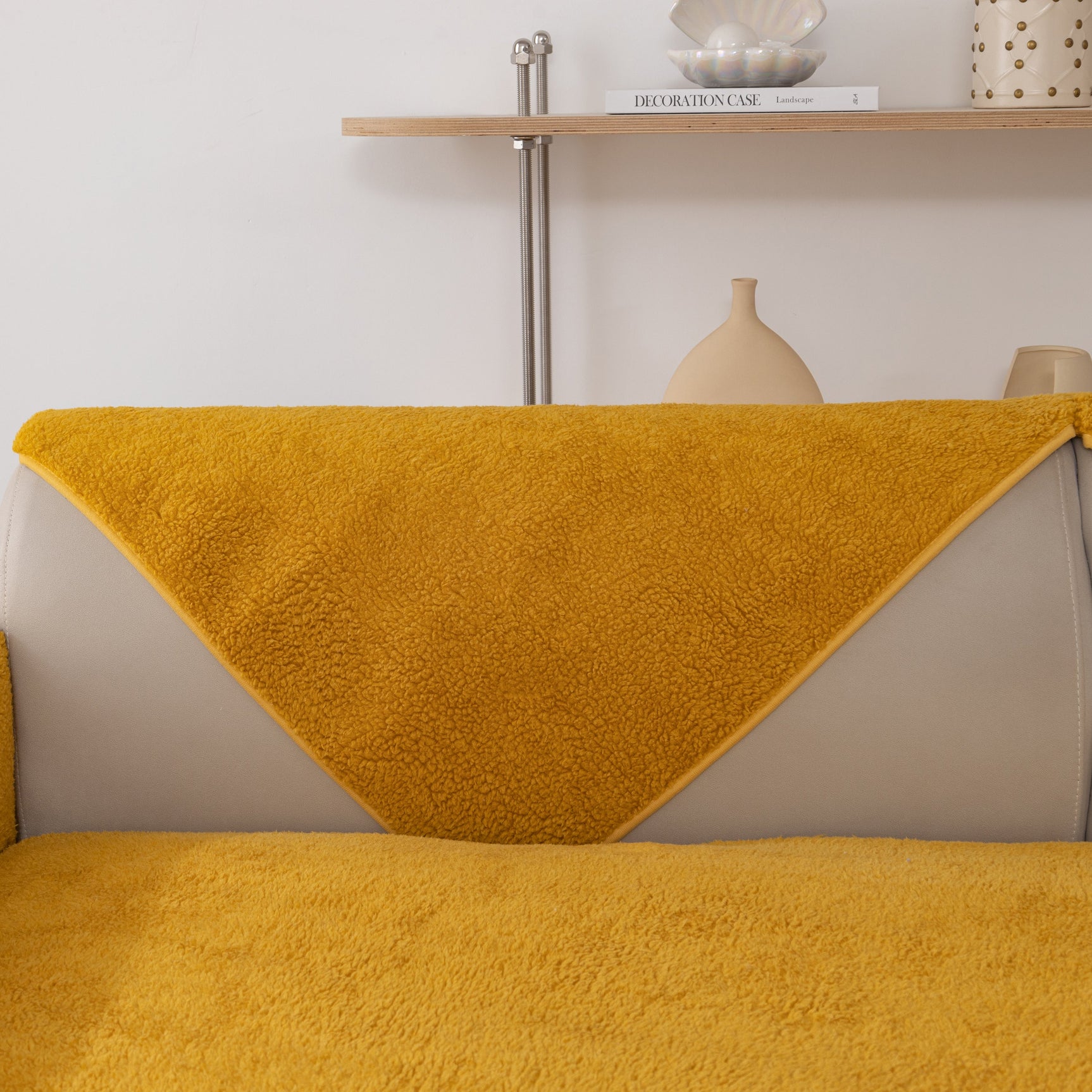 Luxury Sherpa Fleece Solid Sofa Towels Thickened Plush Non Slip Sofa Cushion Covers - Ornate Home