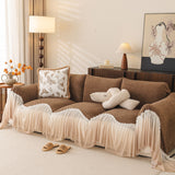 Luxury Sofa Throw Cover with Elegant Ruffled Skirt, Soft Decorative Couch Protector - Ornate Home