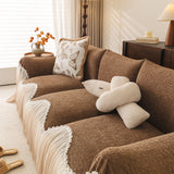 Luxury Sofa Throw Cover with Elegant Ruffled Skirt, Soft Decorative Couch Protector - Ornate Home