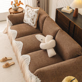 Luxury Sofa Throw Cover with Elegant Ruffled Skirt, Soft Decorative Couch Protector - Ornate Home