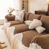 Luxury Sofa Throw Cover with Elegant Ruffled Skirt, Soft Decorative Couch Protector - Ornate Home