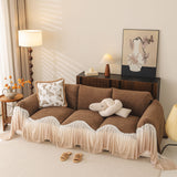 Luxury Sofa Throw Cover with Elegant Ruffled Skirt, Soft Decorative Couch Protector - Ornate Home