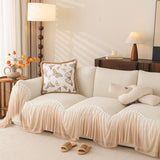 Luxury Sofa Throw Cover with Elegant Ruffled Skirt, Soft Decorative Couch Protector - Ornate Home