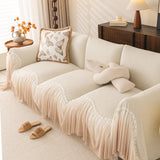 Luxury Sofa Throw Cover with Elegant Ruffled Skirt, Soft Decorative Couch Protector - Ornate Home