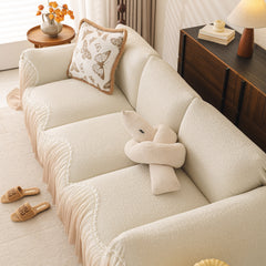 Luxury Sofa Throw Cover with Elegant Ruffled Skirt, Soft Decorative Couch Protector - Ornate Home