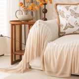 Luxury Sofa Throw Cover with Elegant Ruffled Skirt, Soft Decorative Couch Protector - Ornate Home