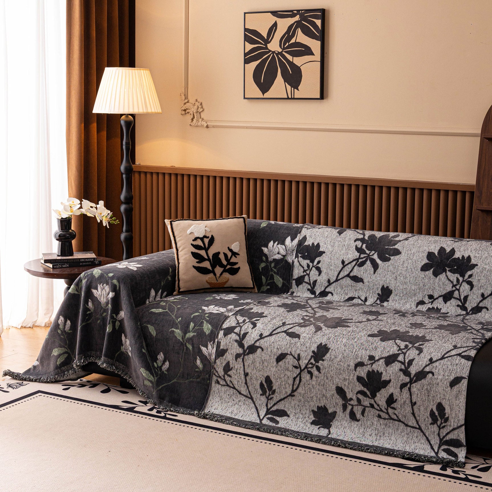 Luxury Thickened Sofa Throw Cover, Decorative Cozy Floral Jacquard Couch Cover Blanket - Ornate Home