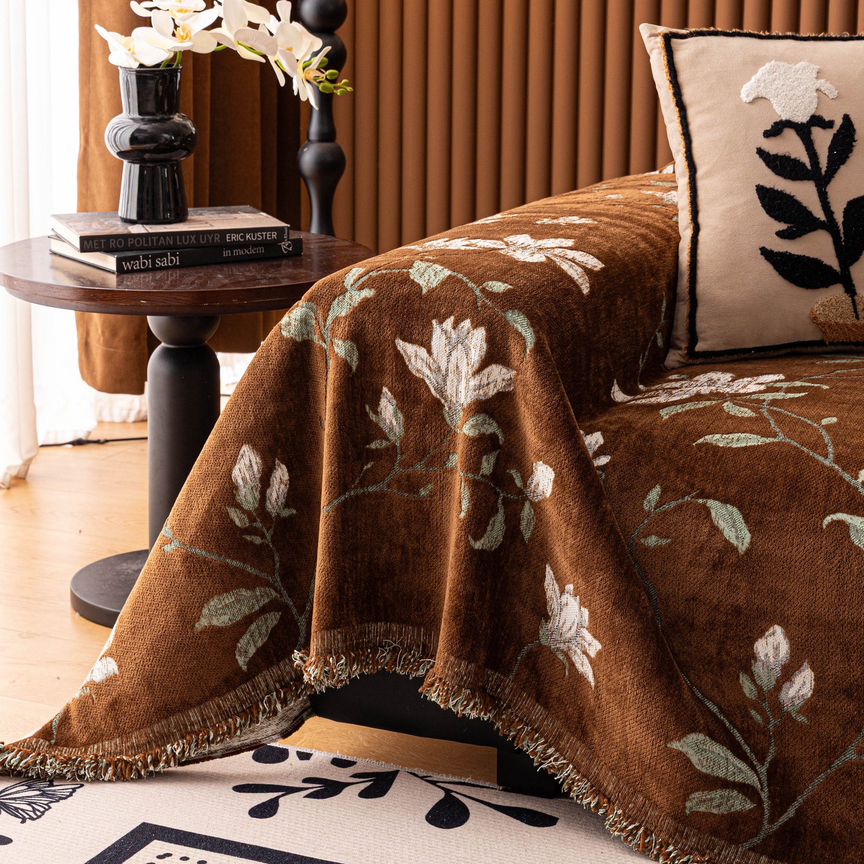 Luxury Thickened Sofa Throw Cover, Decorative Cozy Floral Jacquard Couch Cover Blanket - Ornate Home