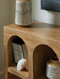 Luzmanacy Natural Brown Console Sofa Table - Ornate Home
