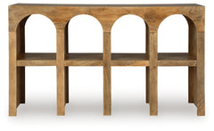 Luzmanacy Natural Brown Console Sofa Table - Ornate Home