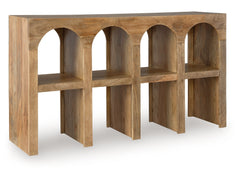 Luzmanacy Natural Brown Console Sofa Table - Ornate Home