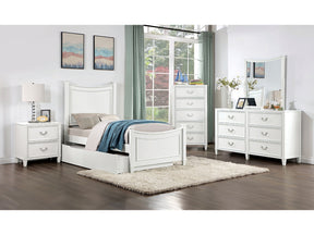 Lycoris White Twin 4 Piece Bedroom Set - Ornate Home