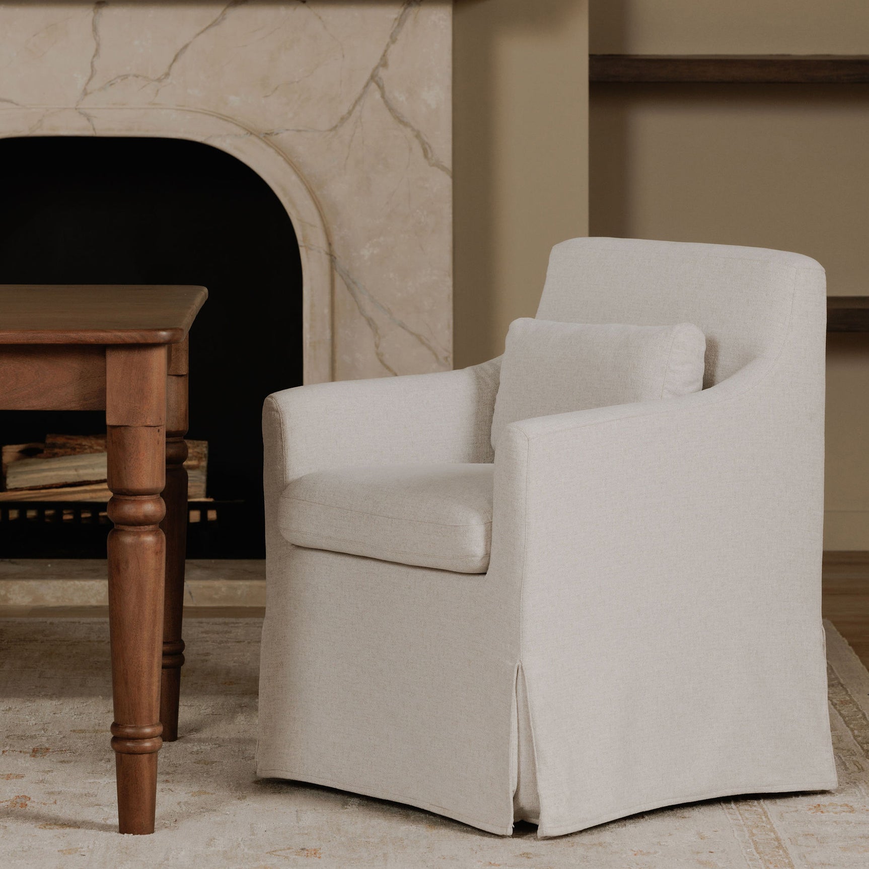 Lydia Beige Slipcover Dining Chair - Ornate Home